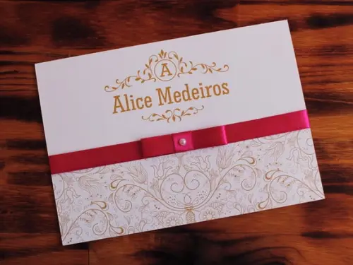 Convite 15 Anos Dourado Pink Convite Casamento Barato