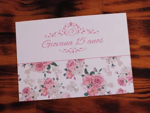 Convite 15 Anos Floral Debutante Rosas Flores Barato