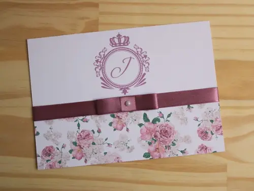 Convite 15 Anos Floral Rose Rosa Antigo Casamento