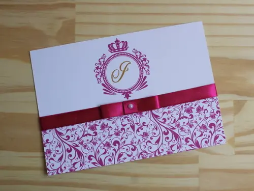Convite 15 Anos Floral Rosa Pink Dourado