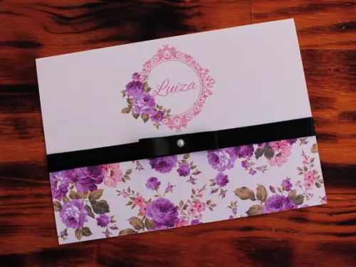 Convite 15 Anos Floral Roxo Convite Casamento Debutante