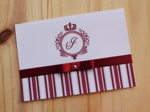 Convite 15 Anos Marsala Linhas Coroa Promoção Barato