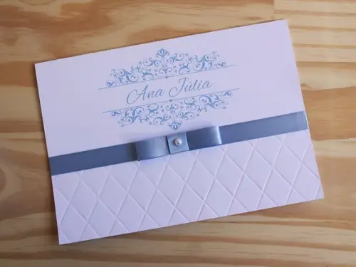 Convite 15 Anos Relevo Serenity Convite Casamento Azul