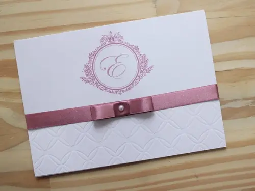 Convite 15 Anos Relevo Convite Casamento Rose Rosa Antigo