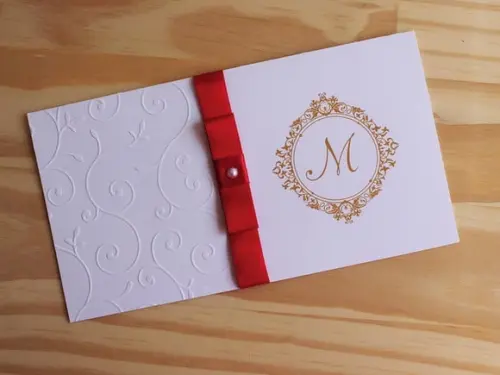 Convite 15 Anos Relevo Textura Casamento Vermelho