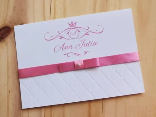 Convite 15 Anos Relevo Textura Rosa Convite Casamento Barato