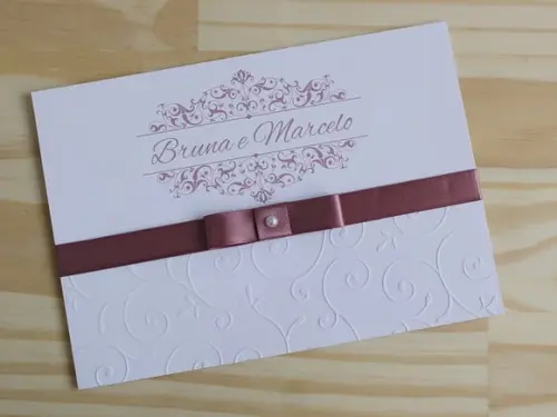 Convite 15 Anos Relevo Textura Rose Convite Casamento