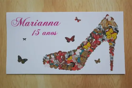 Convite 15 Anos Salto Borboletas Sapatinho Jardim