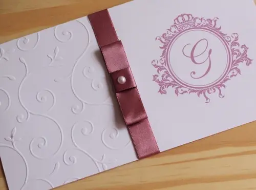 Convite 15 Anos Textura Relevo Rosa Queimado Barato
