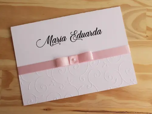 Convite 15 Anos Texturizado Textura Relevo Debutante Rosa