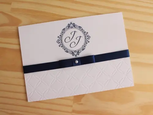 Convite Alto Relevo Azul Marinho Casamento 15 Anos Textura