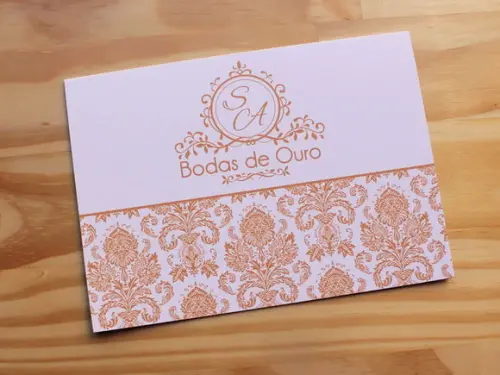 Convite Bodas de Ouro - Bodas de Prata , Porcelana, Madeira.