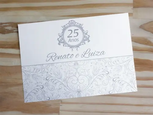 Convite Bodas de Prata - Casamento - Dourado Barato 25 Anos