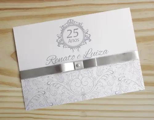 Convite Bodas de Prata - Casamento - Prata Barato 25 Anos