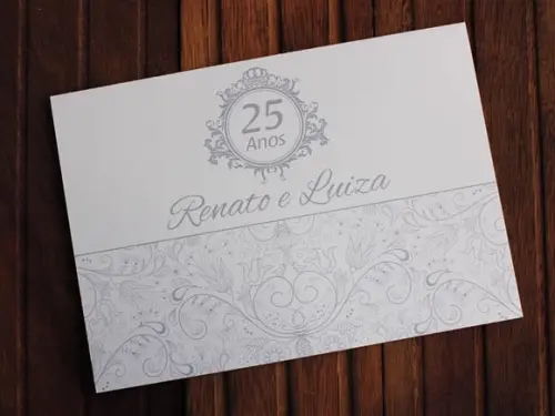 Convite Bodas de Prata - Casamento - Prata Barato 25 Anos