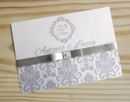Convite Bodas de Prata - Casamento - Prata Barato 25 Anos