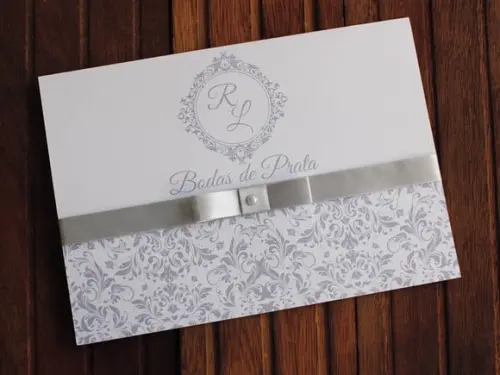 Convite Bodas de Prata - Casamento - Prata Barato 25 Anos