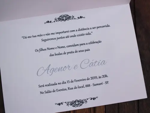 Convite Bodas de Prata - Casamento - Prata Barato 25 Anos