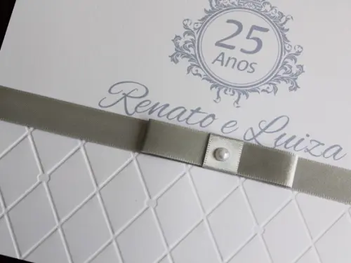 Convite Bodas Prata - Casamento 15 Anos - Textura Relevo