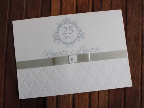 Convite Bodas Prata - Casamento 15 Anos - Textura Relevo