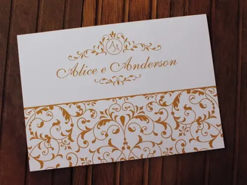 Convite Casamento - Convite 15 Anos - 240g Arabesco Dourado
