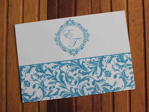 Convite Casamento - Convite 15 Anos - 240g Floral Turquesa