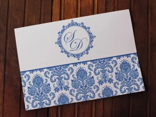Convite Casamento - Convite 15 Anos - Arabesco Azul Royal