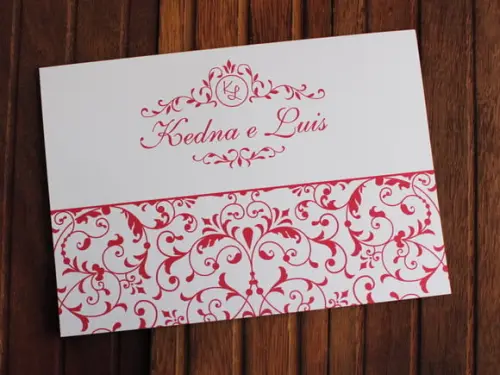 Convite Casamento - Convite 15 Anos - Arabesco Vermelho