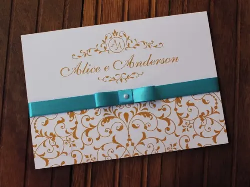 Convite Casamento - Convite 15 Anos - Azul Dourado Barato