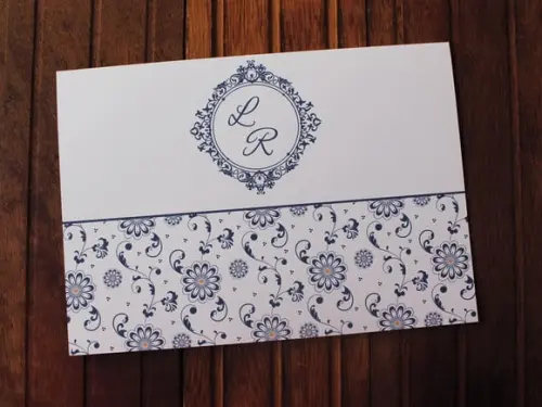 Convite Casamento - Convite 15 Anos - Floral Azul Marinho