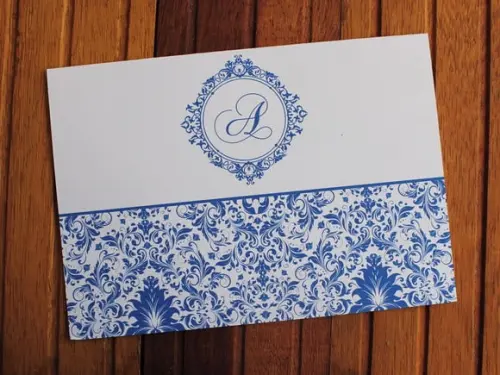 Convite Casamento - Convite 15 Anos - Floral Royal Azul