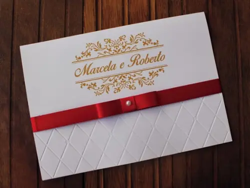Convite Casamento - Convite 15 Anos - Textura Relevo Dourado