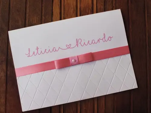 Convite Casamento - Convite 15 Anos - Textura Relevo Rosa