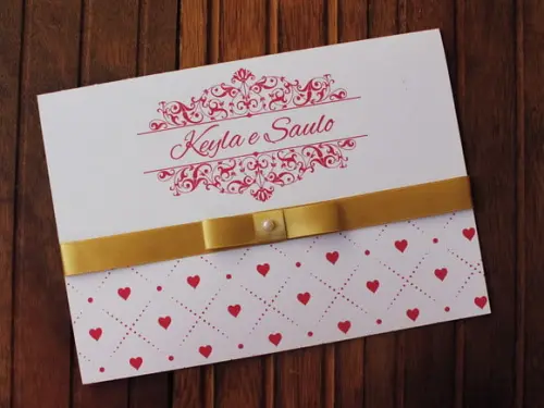 Convite Casamento - Convite 15 Anos - Vermelho Dourado