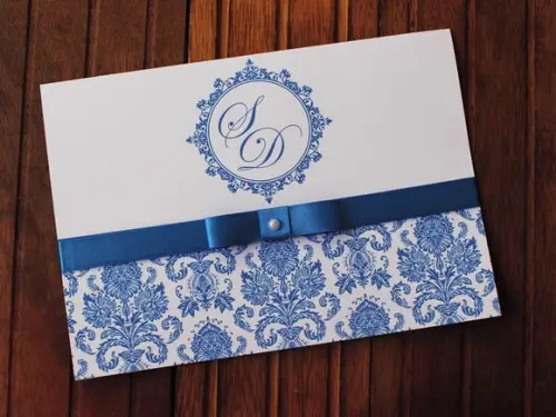 Convite Casamento - Convite 15 Anos 240g Arabesco Azul Royal