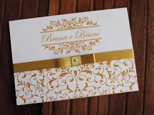 Convite Casamento - Convite 15 Anos 240g Arabesco Dourado