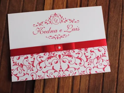 Convite Casamento - Convite 15 Anos 240g Arabesco Vermelho