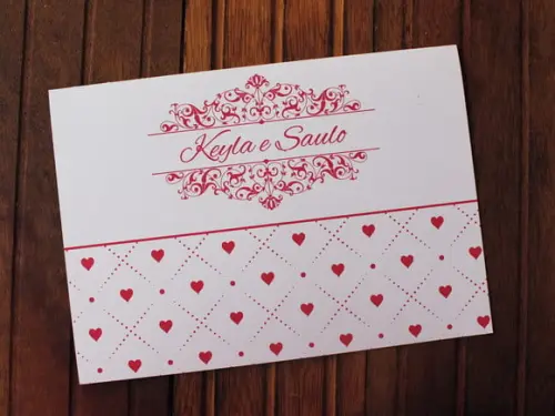 Convite Casamento - Convite 15 Anos Coração Vermelho Barato