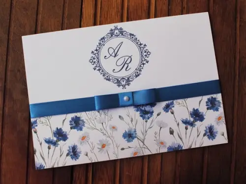 Convite Casamento - Convite 15 Anos Floral Azul Royal