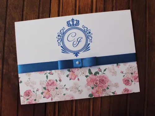 Convite Casamento - Convite 15 Anos Floral Royal Monograma