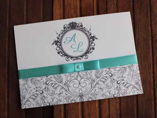 Convite Casamento - Convite 15 Anos Preto Fita Azul