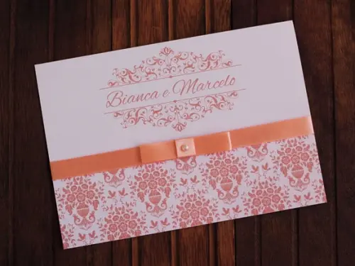 Convite Casamento - Convite 15 Anos Salmão Delicado