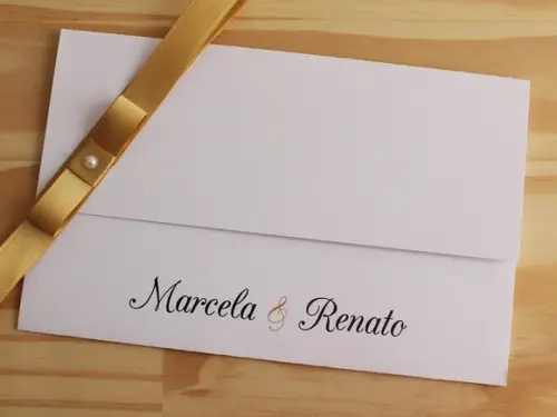 Convite Casamento 2 Dobras Vincos 15 Anos Dourado 2b