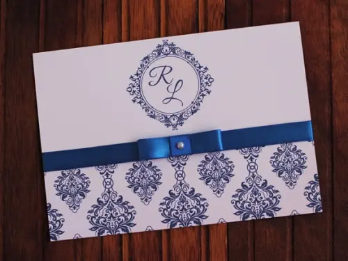 Convite Casamento Azul Royal Marinho Promoção Barato