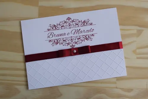 Convite Casamento com Alto Relevo Romântico Promoção