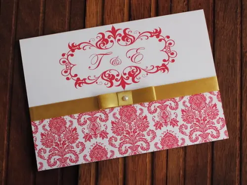 Convite Casamento Convite 15 Anos Arabesco Vermelho Dourado