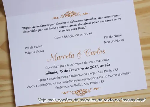 Convite Casamento Dourado - Convite 15 Anos Muito Barato