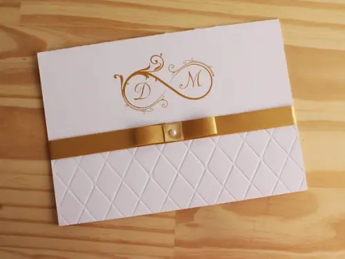 Convite Casamento Dourado Texturizado Relevo Promoção