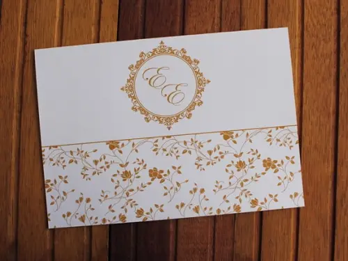 Convite Casamento Floral - Convite de 15 Anos - Dourado Flor