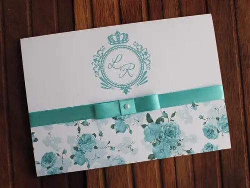 Convite Casamento Floral Azul Convite 15 Anos